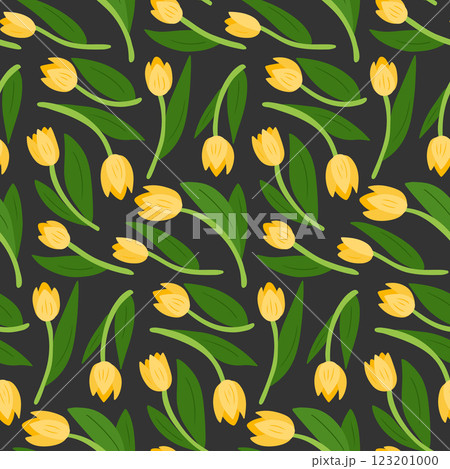 Seamless floral pattern with yellow tulips Seamless floral pattern with yellow tulips 123201000