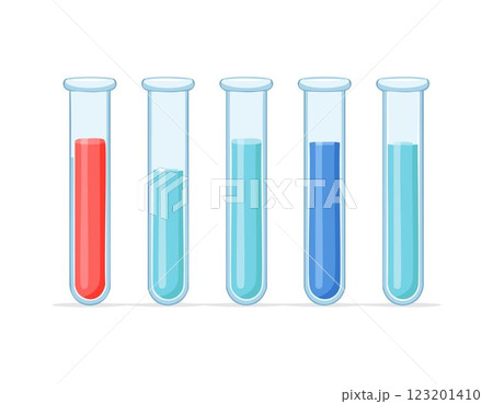 Glass laboratory chemical test tubes with liquid for analytical , medical, pharmaceutical and scientific research concept 123201410