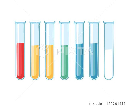 Glass laboratory chemical test tubes with liquid for analytical , medical, pharmaceutical and scientific research concept 123201411