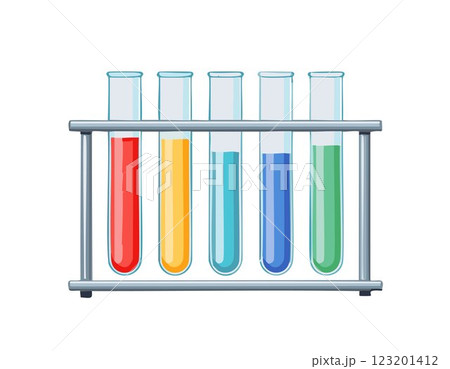 Glass laboratory chemical test tubes with liquid for analytical , medical, pharmaceutical and scientific research concept 123201412