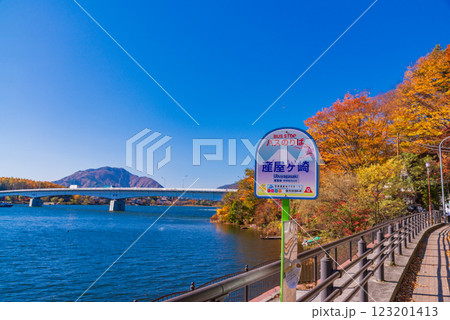 【山梨県】河口湖　産屋ヶ崎の紅葉 123201413