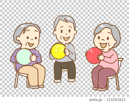 ゲームで楽しむ、ボール渡し、筋トレ ゲームで楽しむ、ボール渡し、筋トレ 123201621