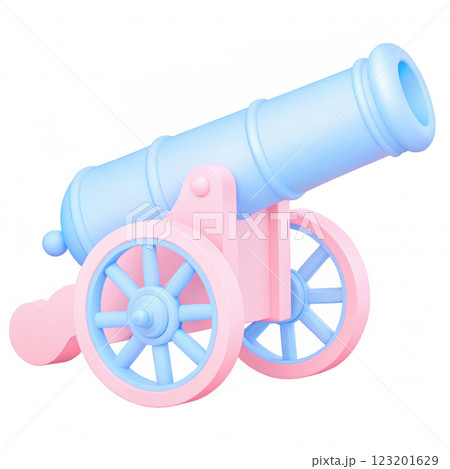 colorful toy cannon in pastel blue and pink colors, perfect for playful settings colorful toy cannon in pastel blue and pink colors, perfect for playful settings 123201629