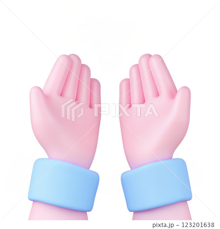 Hands raised with open palms, expressing gesture of worship or surrender 123201638