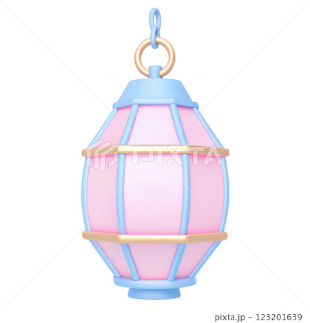 colorful lantern with blue frame and pink panels, perfect for decoration 123201639