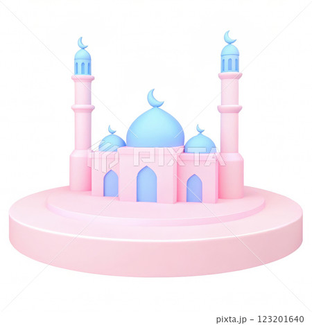 colorful mosque model with domes and minarets on circular base 123201640