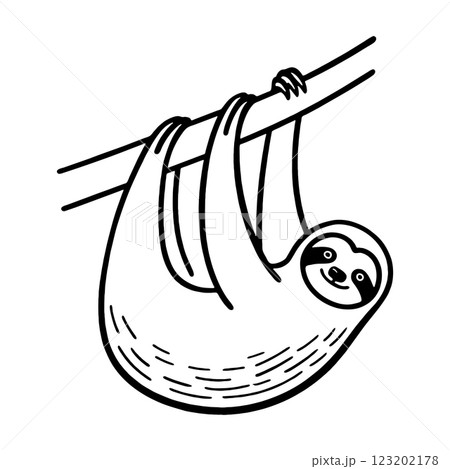 木にぶら下がっているナマケモノのラフな手描き線画イラスト 透過背景の切り抜き 木にぶら下がっているナマケモノのラフな手描き線画イラスト 透過背景の切り抜き 123202178