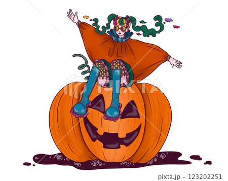 Halloweenの女の子 白背景 123202251