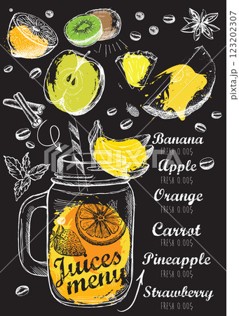 Juice menu, hand drawn. Smoothie.	 123202307