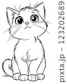 Adorable cat coloring page for relaxation and fun! Perfect for kids and adults, great for mindfulness, stress relief, and creative activities. 123202689