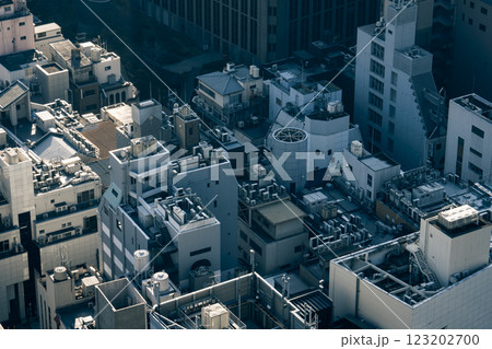 都市の屋上風景と密集するビル群のディテール 都市の屋上風景と密集するビル群のディテール 123202700