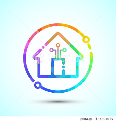 Smart house icon design illustration, Smart home technology and automation, low poly style Smart house icon design illustration, Smart home technology and automation, low poly style 123203015