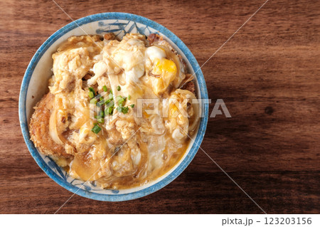 Pork Cutlet (Katsudon) Served with Rice and Egg 123203156