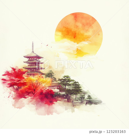 日本の歴史を感じる五重塔の幻想的な風景 123203163