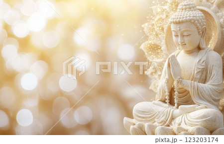 穏やかな祈り、神聖な仏像 123203174