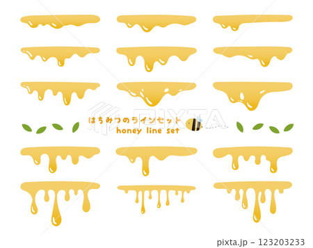 たれるはちみつのラインのイラストセット たれるはちみつのラインのイラストセット 123203233