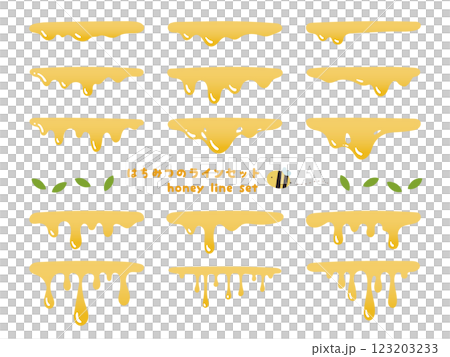 たれるはちみつのラインのイラストセット たれるはちみつのラインのイラストセット 123203233