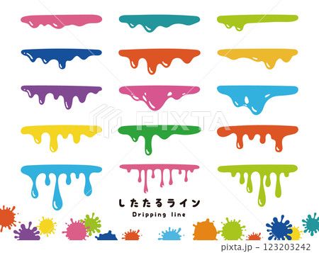 インクがたれるラインのイラストセット インクがたれるラインのイラストセット 123203242
