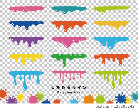 インクがたれるラインのイラストセット インクがたれるラインのイラストセット 123203242