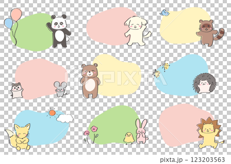 Cute hand-drawn animal frame set Cute hand-drawn animal frame set 123203563