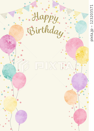 水彩のバースデーカードイラスト 水彩のバースデーカードイラスト 123203571