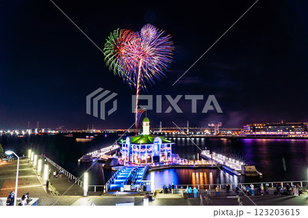 《神奈川県》横浜ナイトフラワーズ・横浜港を彩る花火 123203615