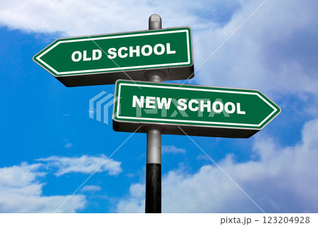 Old School or New School - Direction signs 123204928