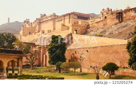 Panorama of Amber Fort (Amer Fort) in Jaipur city of Rajastan, India 123205274