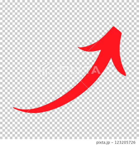 Hand-drawn upward arrow red 123205726