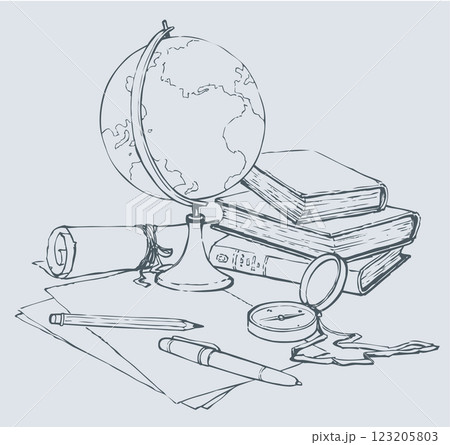 Vector still life subjects of geography 123205803