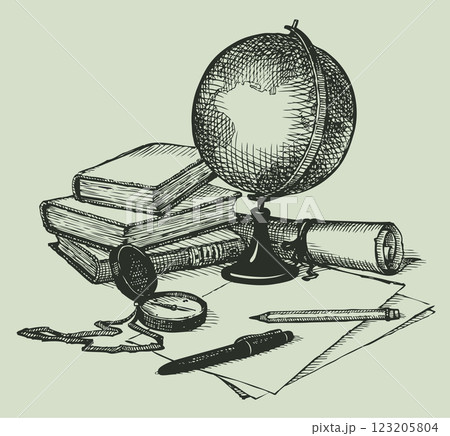 Vector still life subjects of geography 123205804