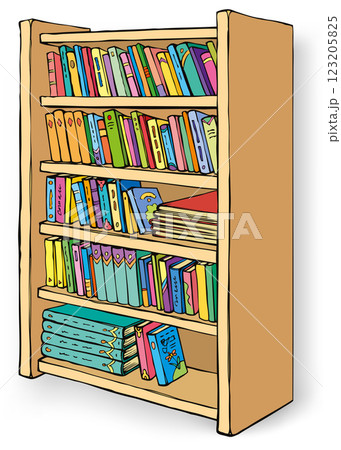 Vector illustration. Bookcase with varied collection of books 123205825