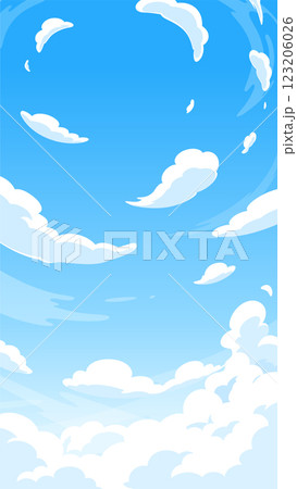 見上げた空の背景イラスト_16:9_縦 123206026