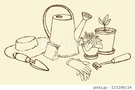 Vector sketches garden utensils 123206114