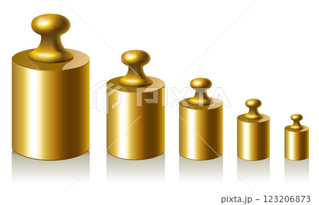 Vector calibration iron weights on a white background 123206873
