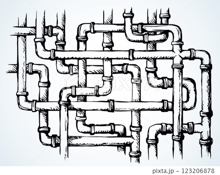 Plumbing pipes. Vector drawing symbol 123206878