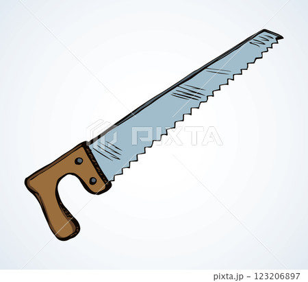 Iron hand saw. Vector drawing 123206897