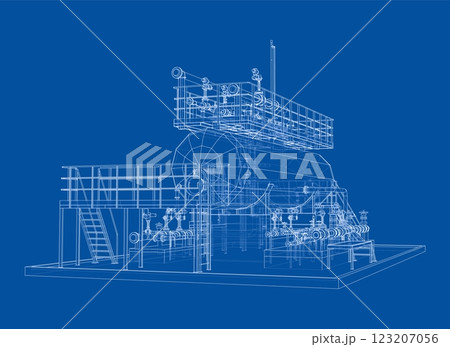 Industrial tank with valves. Vector rendered of 3d 123207056