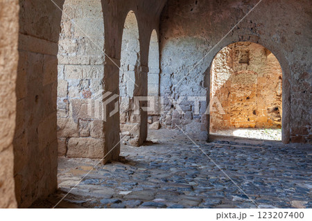Ancient Stone Hall with Arches 123207400