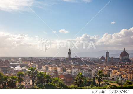 Rooftops of Florence and Bridges on the Arno River Rooftops of Florence and Bridges on the Arno River 123207404