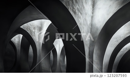 Intricate black-and-white architectural textures with dramatic arches Intricate black-and-white architectural textures with dramatic arches 123207593