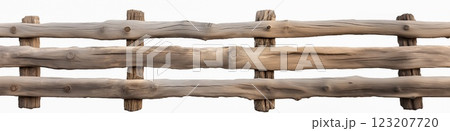 Old wooden fence isolated on a white background. 123207720