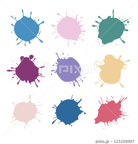 A digital collection of abstract ink blots in vibrant tones. Useful for digital art, print, and branding purposes. 123208007