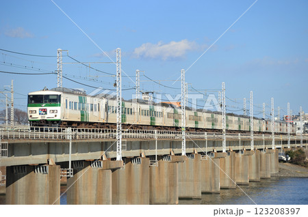 東海道本線　茅ヶ崎－平塚　JR東日本　185系　A8編成（大宮）　踊り子 123208397