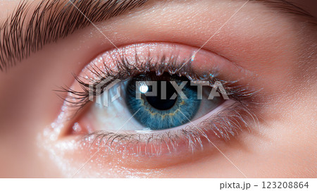close up of beautiful blue eye with intricate details and vibrant colors 123208864