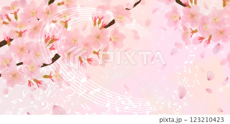 満開の桜の花の背景素材 123210423