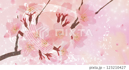 満開の桜の花の背景素材 123210427