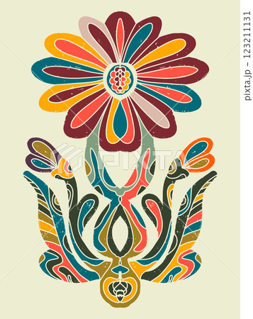 colorful hand drawn illustration with abstract flowers 123211131