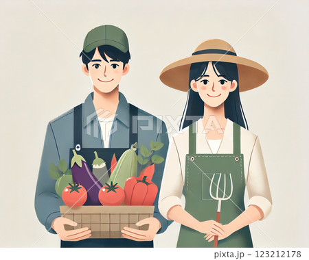 若い農業スタッフ　男女 123212178
