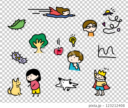 ワンポイントで使える可愛い手描きイラスト 123212408